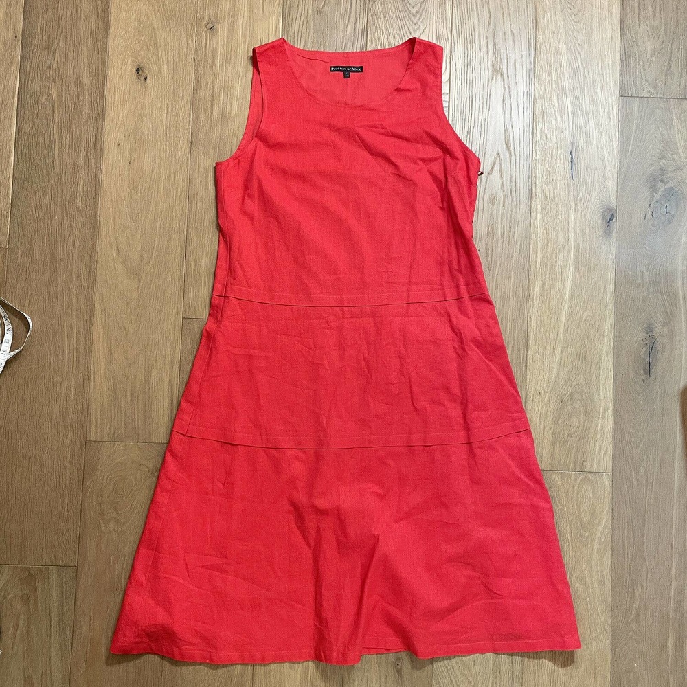 Preston & York Linen Blend Red A Line Side Zipper Closure Sleeveless Size 12